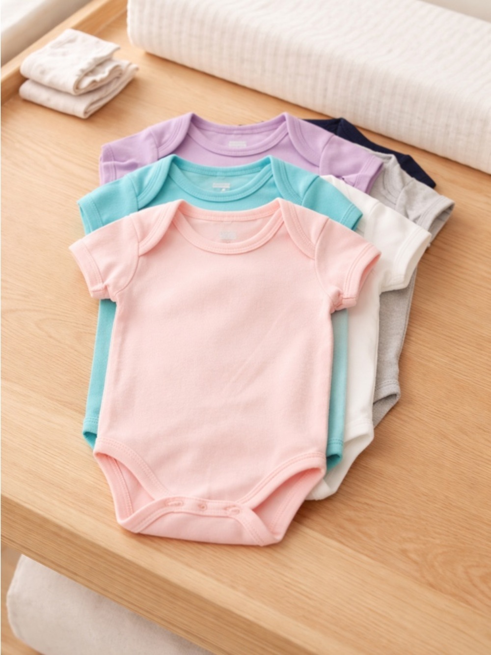 NWT Amazon Essentials Baby Girls 6 Multi Color Crib Under Shirts - Size 9 Month